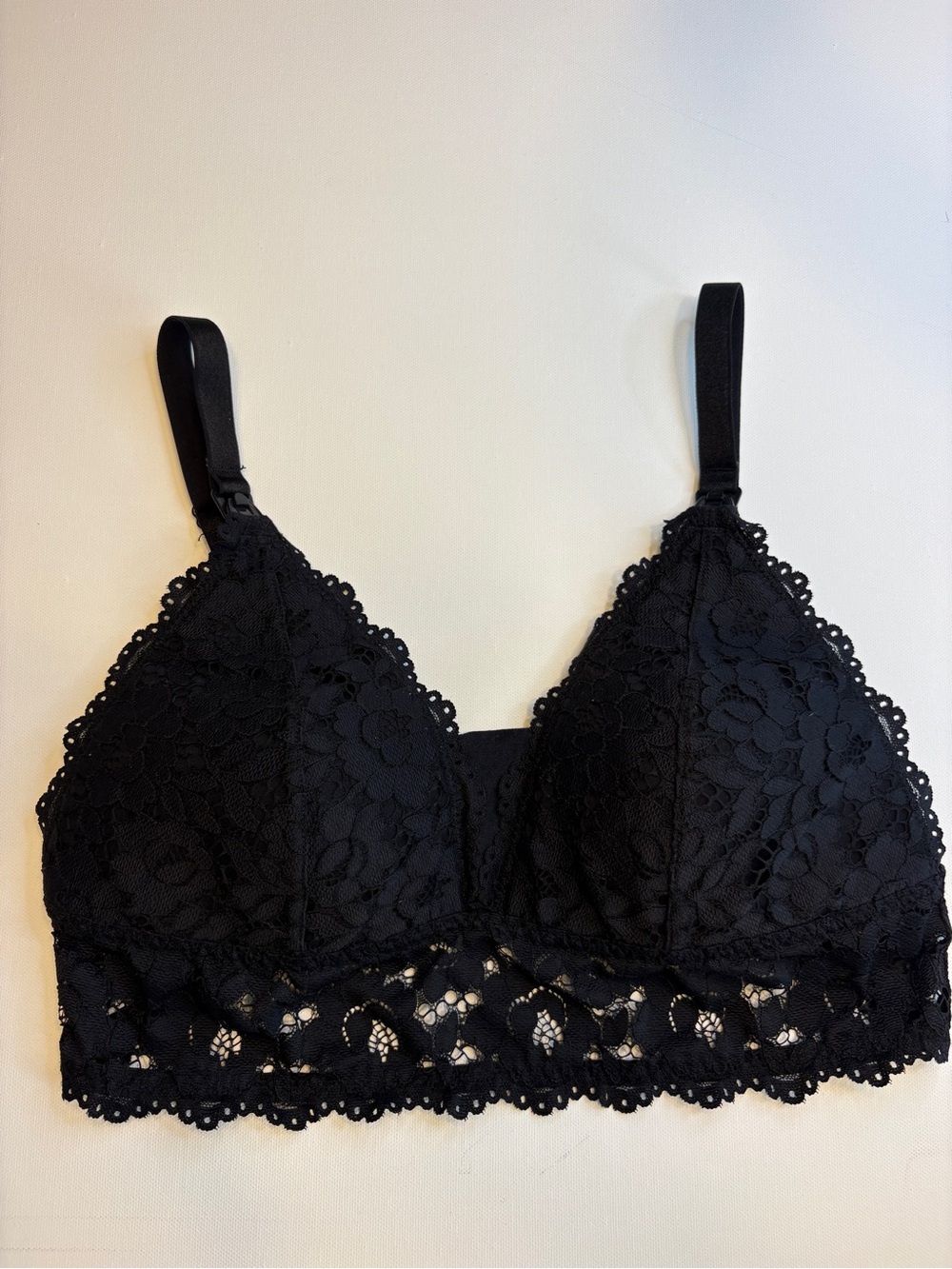 Momanda Sexy Black Lace Plunge Nursing Pumping Bra - 36C - Wireless